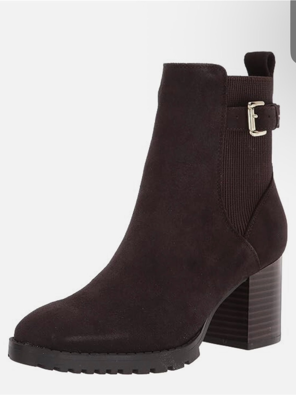 Women's Suede Block Heel Ankle Boot - Black/Brown